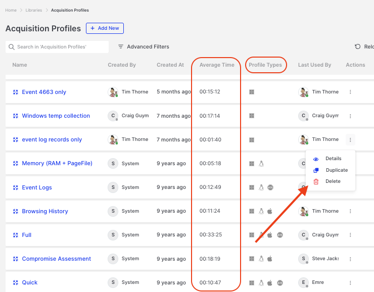 Acquisition Profiles | Binalyze Knowledge Base