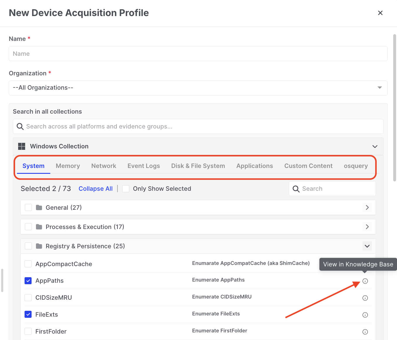 Acquisition Profiles | Binalyze Knowledge Base