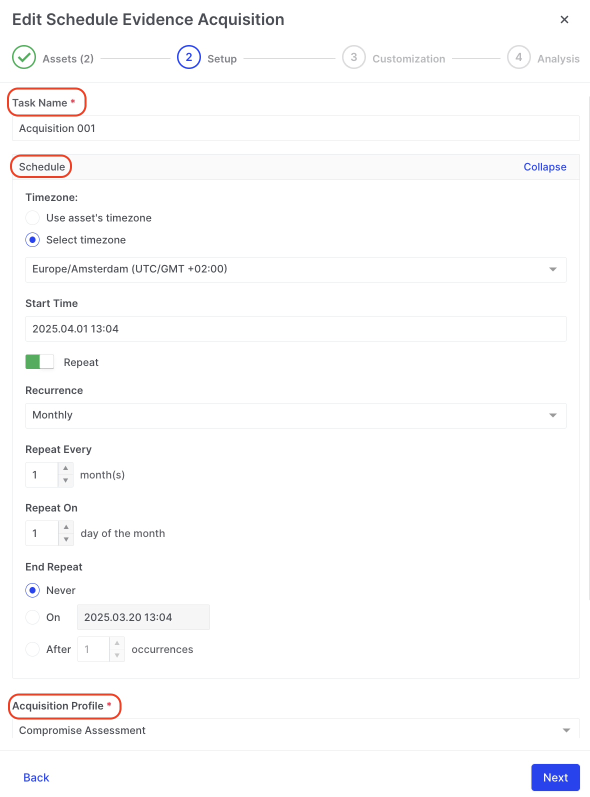 Scheduling Tasks | Binalyze Knowledge Base