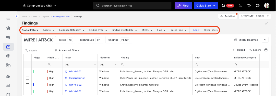 Using the Investigation Hub | Binalyze Knowledge Base
